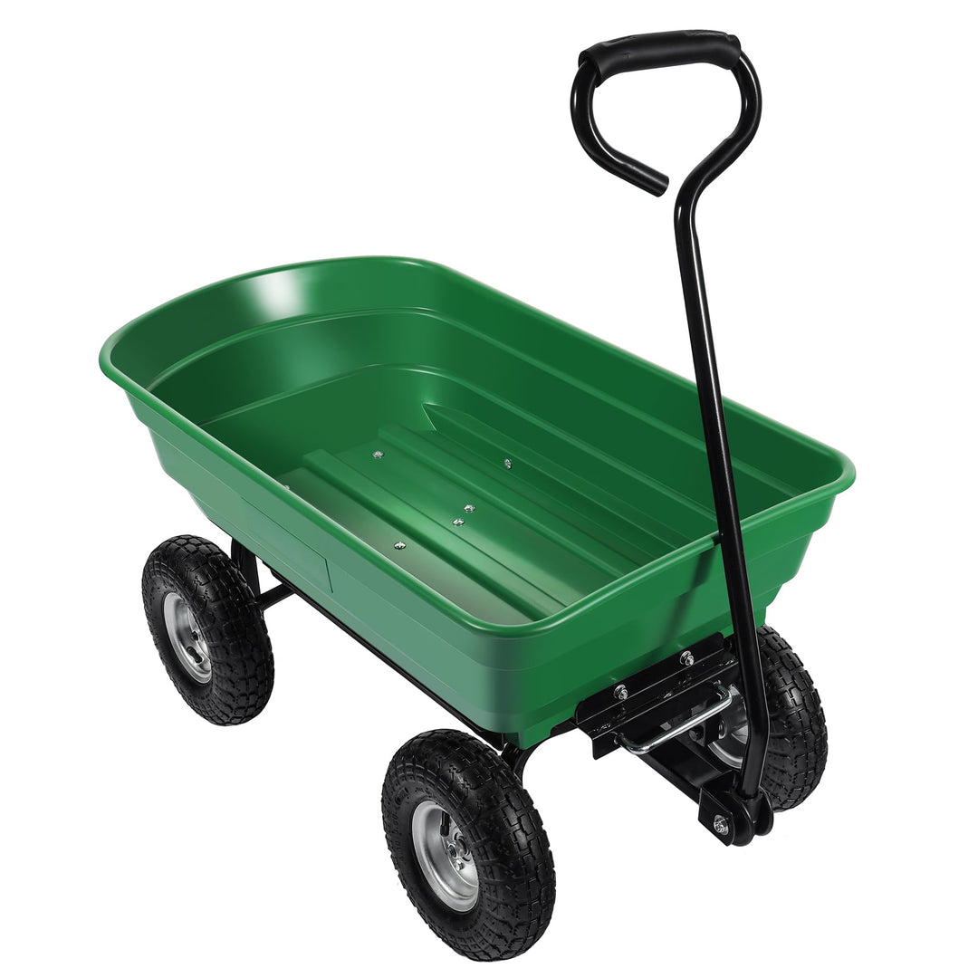 Wiltec Gartenwagen mit Kippfunktion bis 240 kg, Handwagen mit 75 l Volumen, Bollerwagen für Gartenar