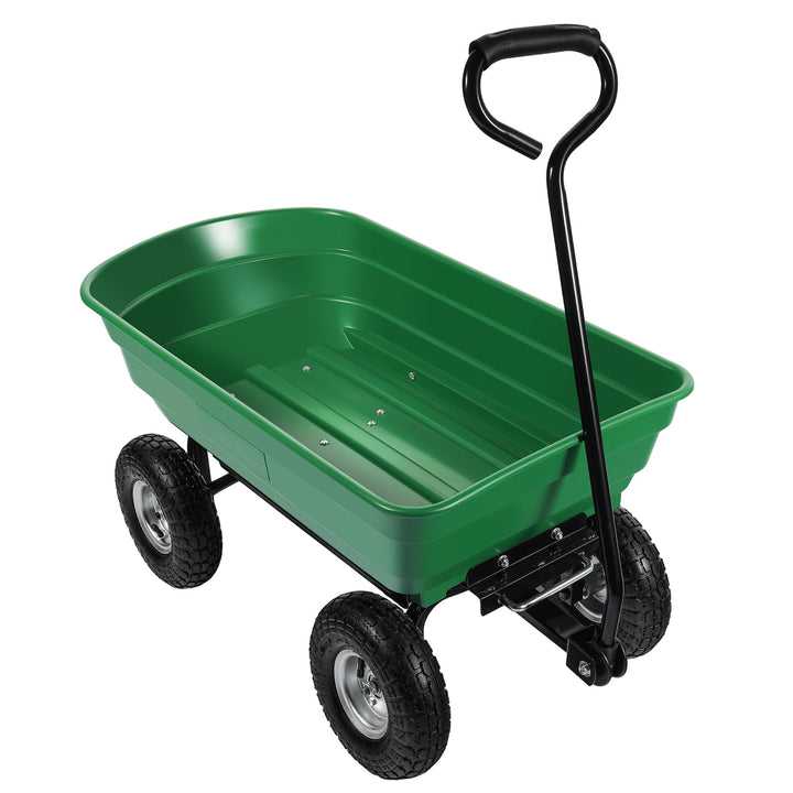 Wiltec Gartenwagen mit Kippfunktion bis 240 kg, Handwagen mit 75 l Volumen, Bollerwagen für Gartenar