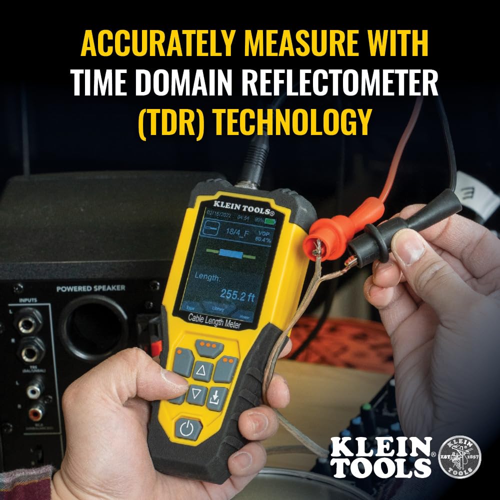 Klein Tools 501-915 Kabeltester TDR Kabellängenmesser misst Elektro-, Daten-, Zwei-Draht- und Romex-