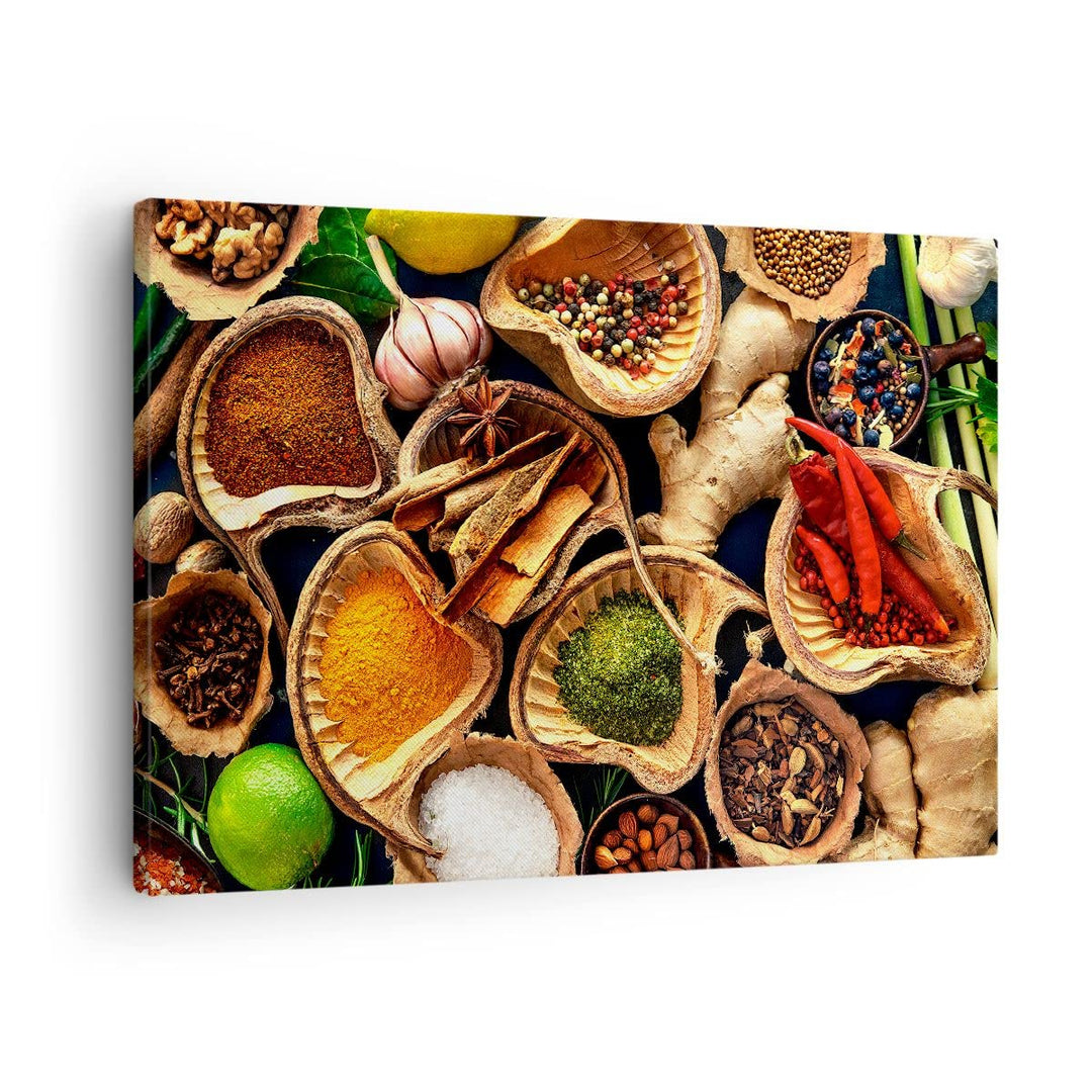 Bilder auf Leinwand Küche Essen Kräuter Gewürze Leinwandbild 70x50cm Wandbilder Dekoration Wohnzimme