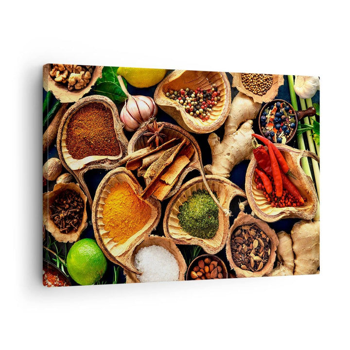 Bilder auf Leinwand Küche Essen Kräuter Gewürze Leinwandbild 70x50cm Wandbilder Dekoration Wohnzimme