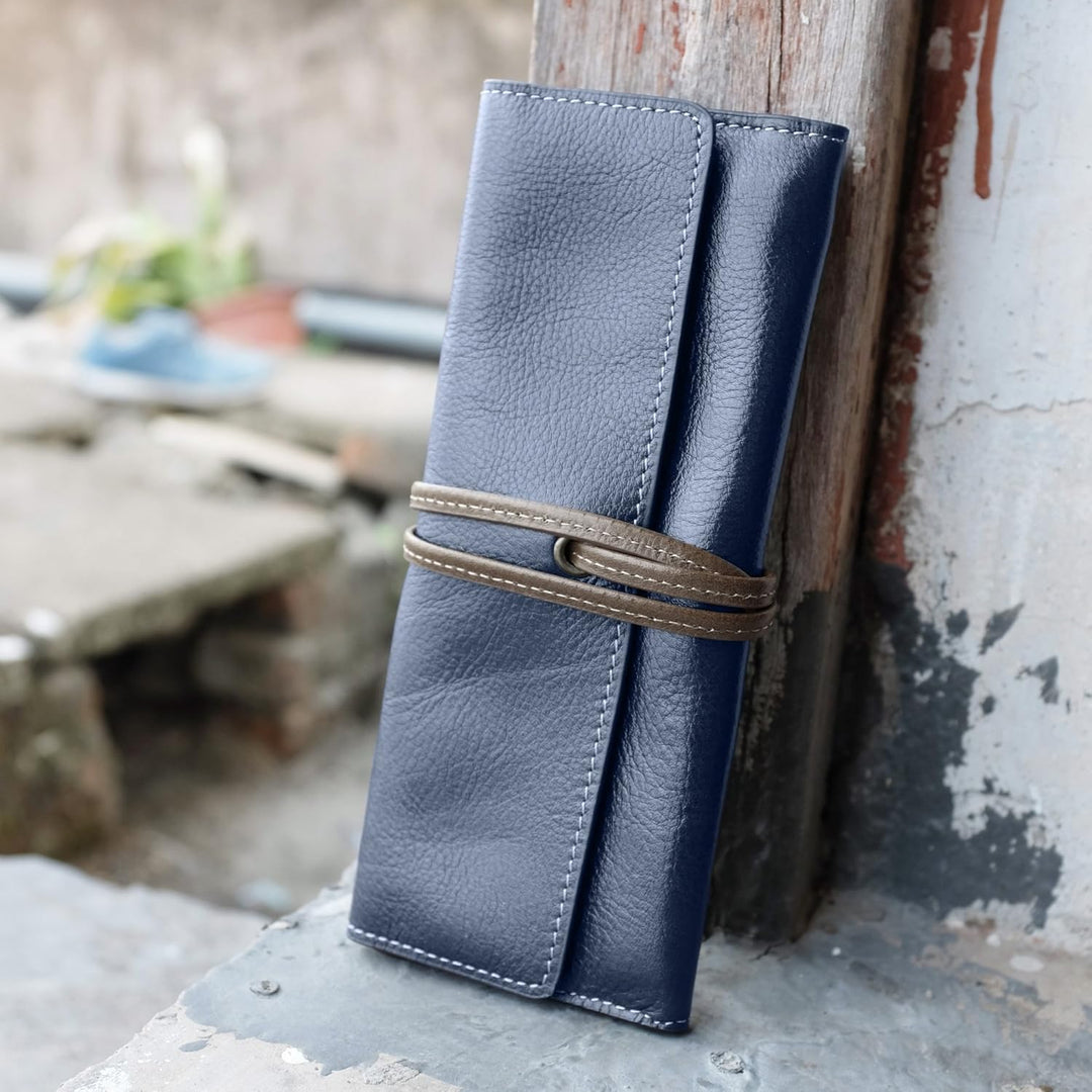 ZLYC Handgefertigtes Stifteetui aus Leder, weich, Rolltasche, Schreibwaren, Geschenk für Studenten B
