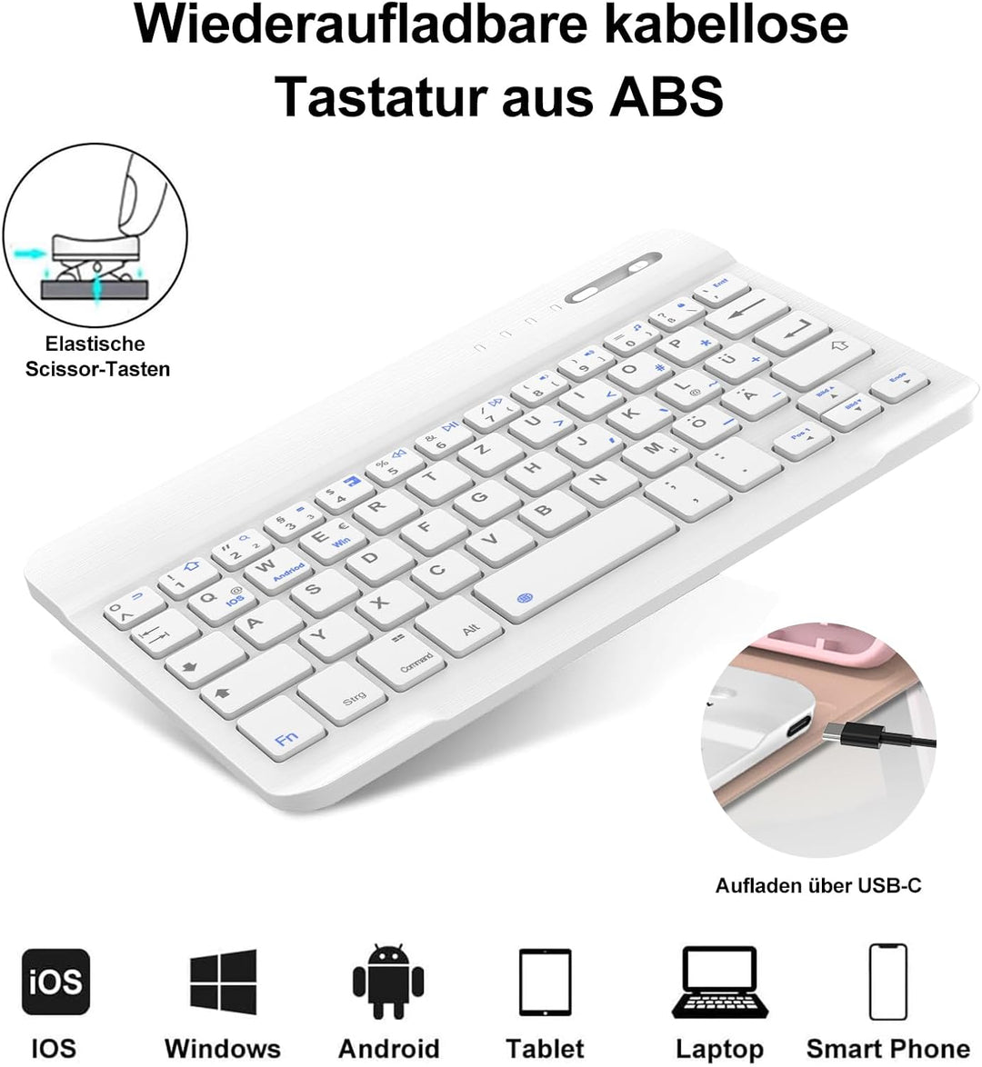 Tastatur Hülle für Samsung Galaxy Tab A9 8.7'' 2023, QWERTZ Deutsches Tastatur Magnetische Wireless