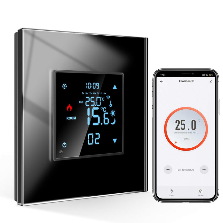 CNBINGO Smart Thermostat Unterputz mit Kristall Glasscheibe WLAN Digital Raumthermostat Kompatibel m