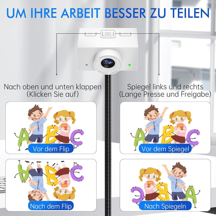 Webcam 1080P mit Mikrofon und Sichtschutzklappe – USB Webcam für PC, Laptop & Zoom, Augenkontakt-Kam
