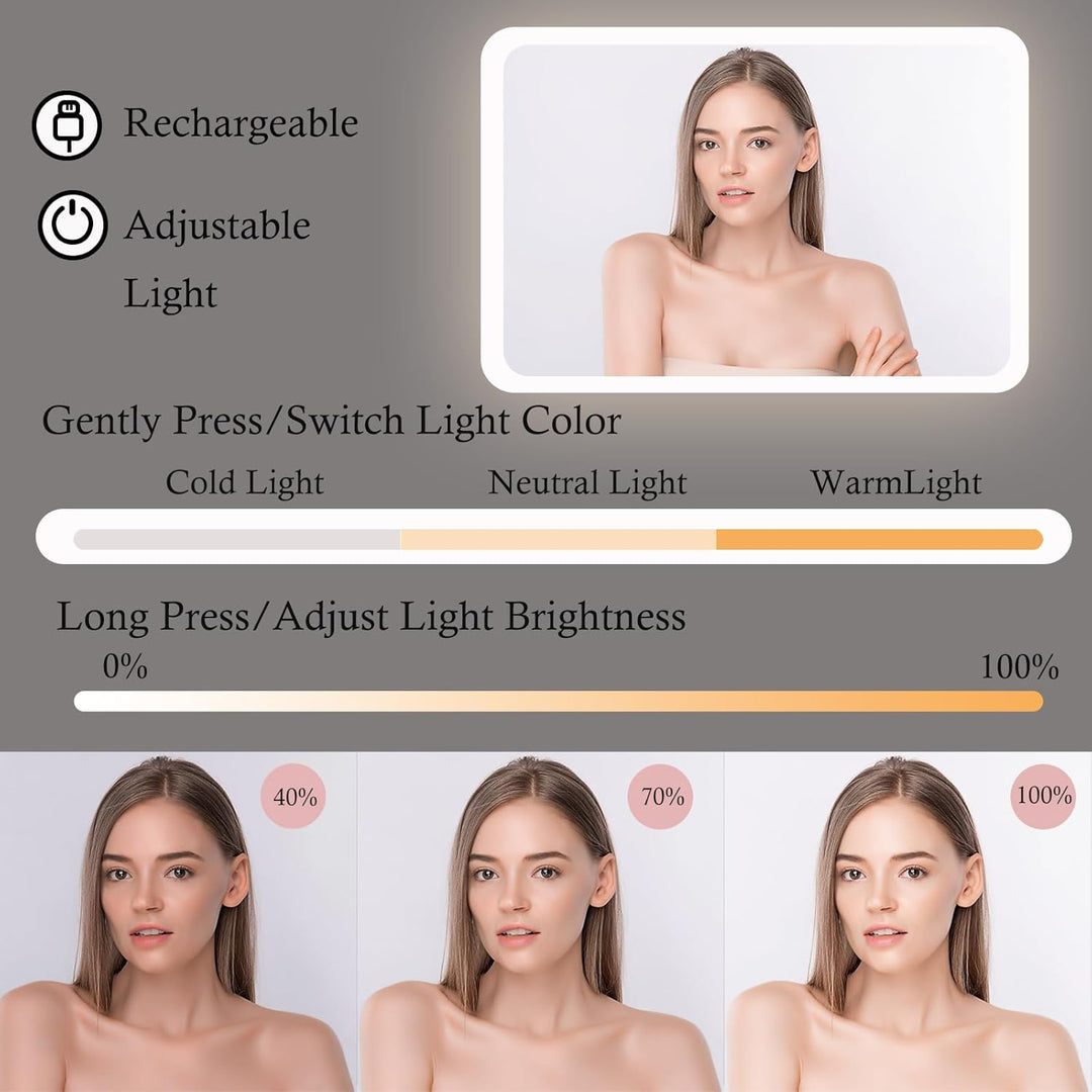 Kosmetiktasche mit LED Beleuchtung Licht, Make-up Tasche Koffer Verstauen für Reisen, Kosmetikkoffer