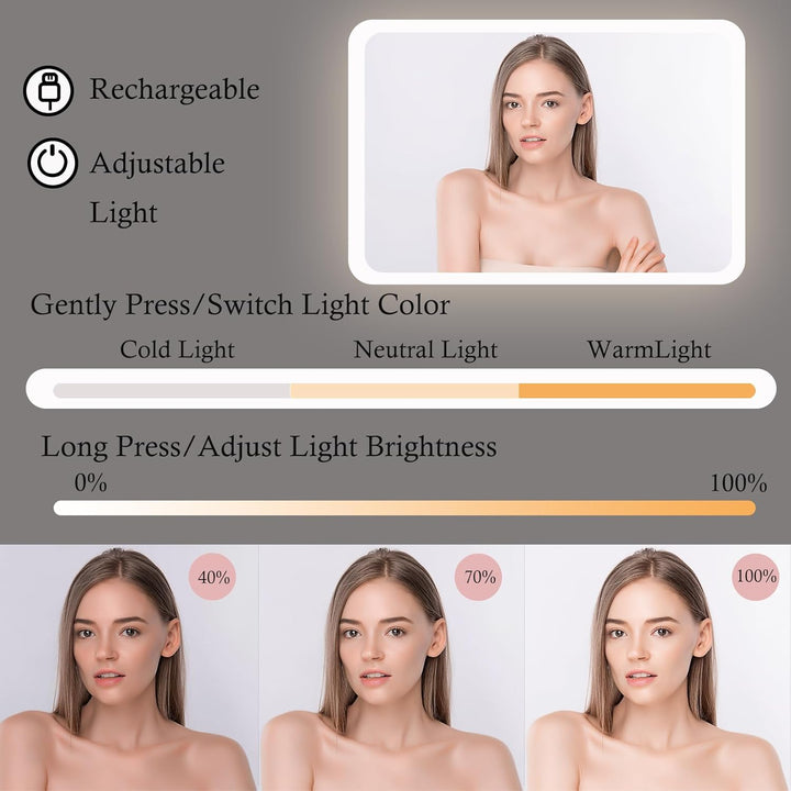 Kosmetiktasche mit LED Beleuchtung Licht, Make-up Tasche Koffer Verstauen für Reisen, Kosmetikkoffer