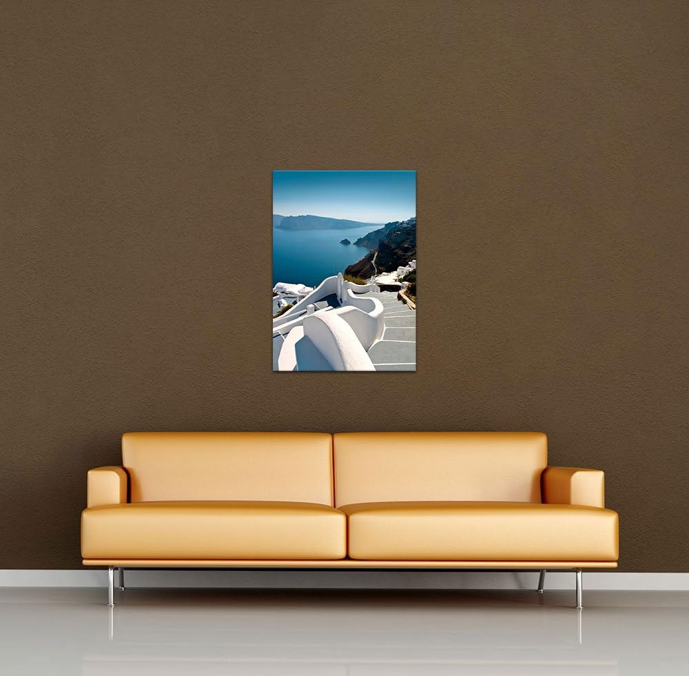 Bilderdepot24 Bild auf Leinwand | Santorini Treppe - Griechenland in 50x70 cm als Wandbild | Wand-de