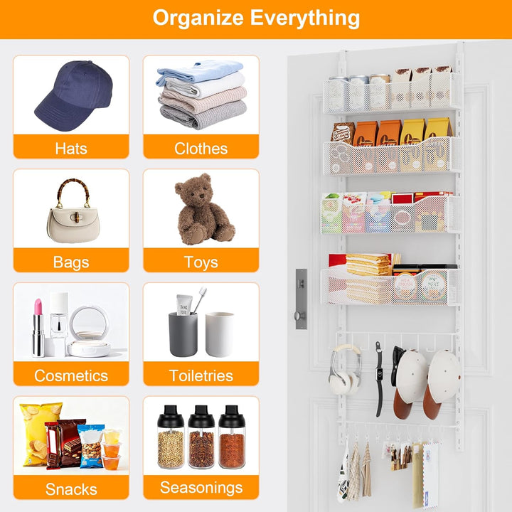 Über-der-Tür-Organizer, 2-in-1-Kleiderschrank-Organizer und Hutablage aus Metall mit 4 Verstellbaren