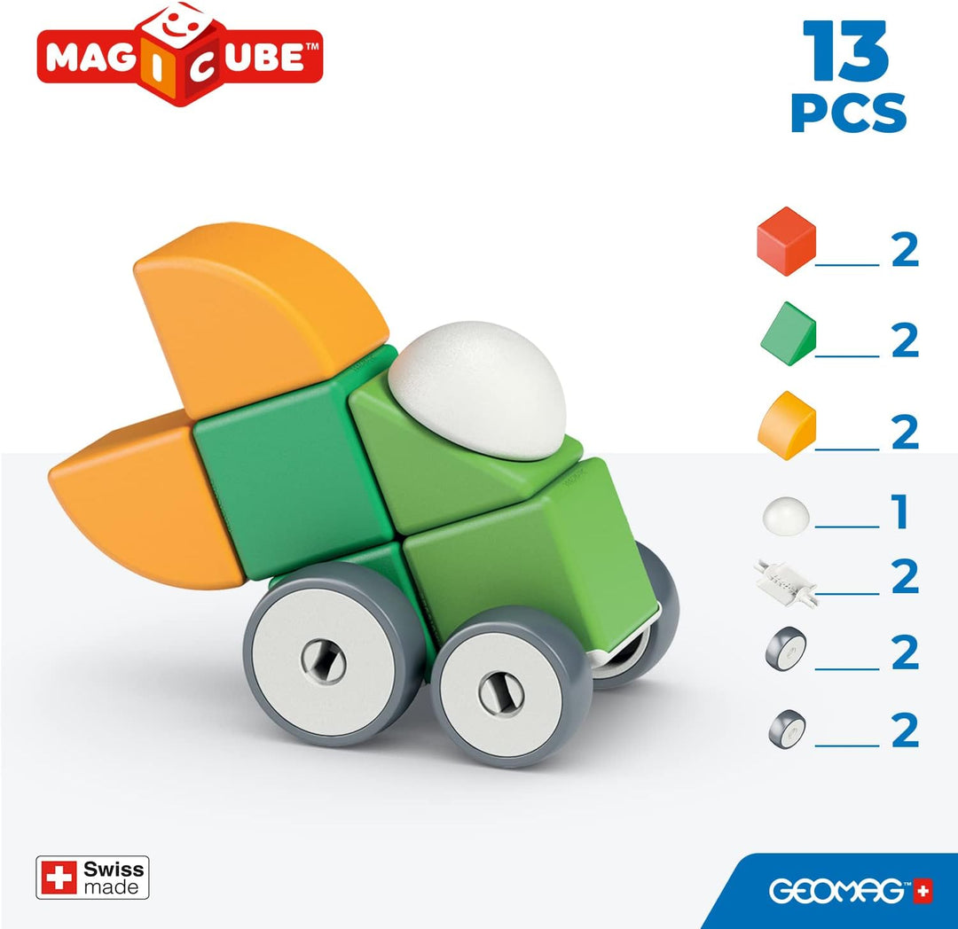 Geomag 202BLME Magnetic dice for Children, Green Yellow, 13 Pieces