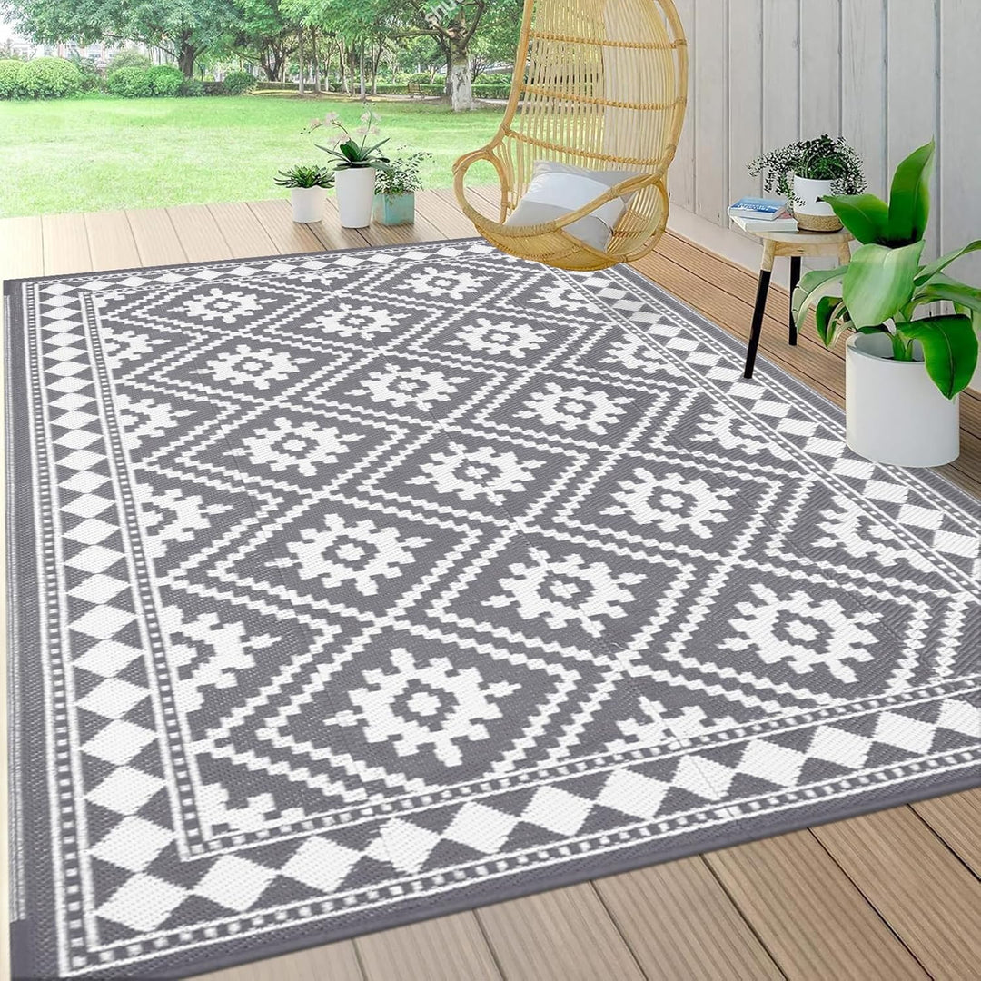 Enyhom Gross Aussenteppich 180 x 270 cm, Robuster Flachgewebe Kunststoff Picknickdecke, Wendbarer UV