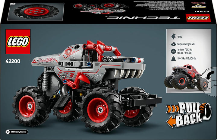 LEGO Technic Monster Jam ThunderROARus, Spielzeug-Monstertruck mit Rückziehfunktion, Bauspielzeug fü