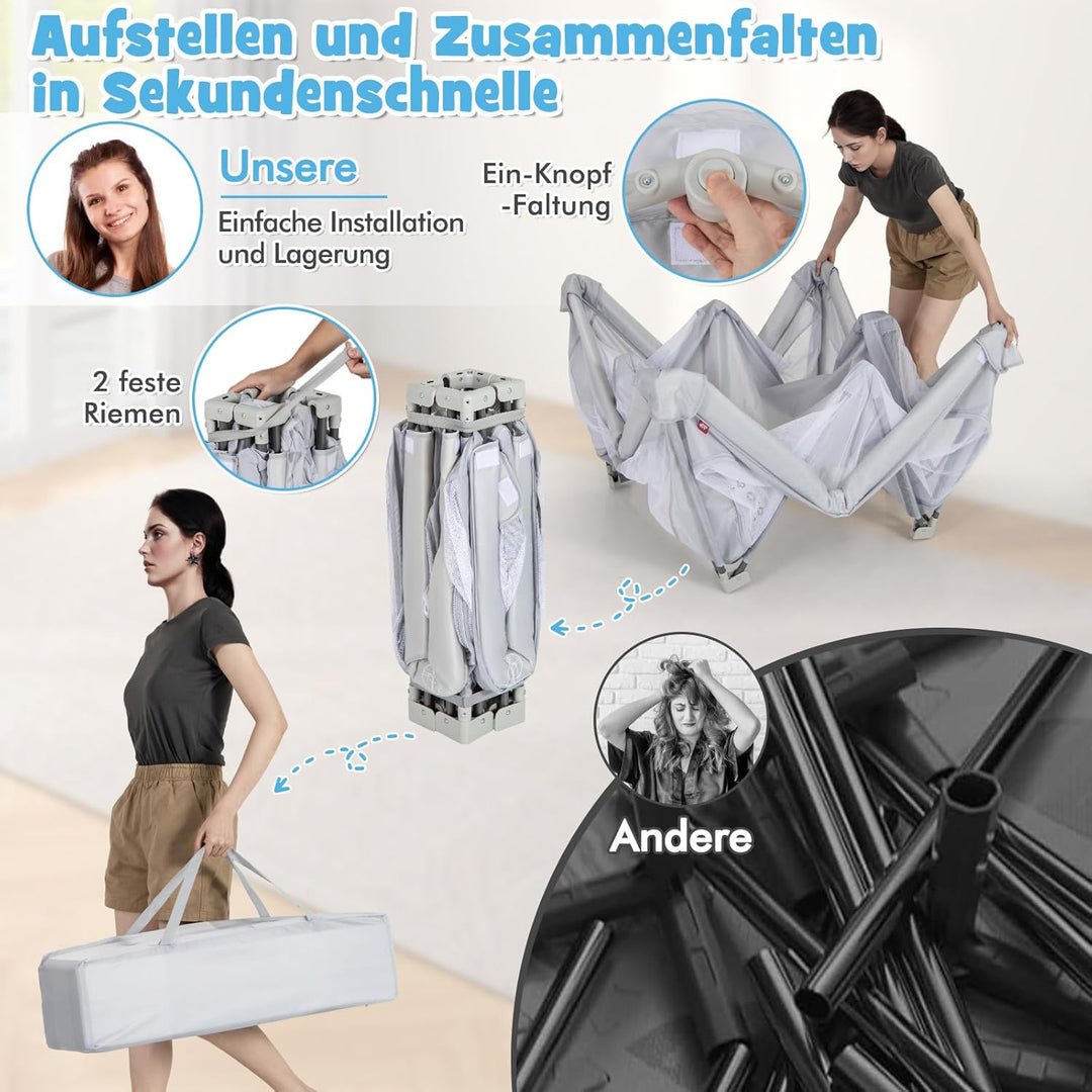 GOPLUS Laufstal faltbar, Laufgitter Baby mit 50 bunten Bällen, 4 Griffen &amp; Tragetasche, Playpen mit