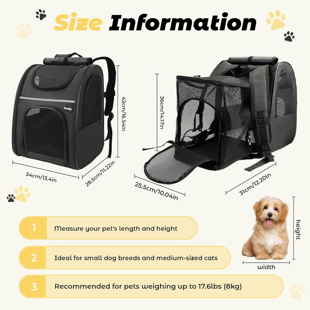 Zavothy Haustier Rucksack für Katzen und Hunde, Tragbar und Faltbar, mit Netzfenster und Gepolsterte