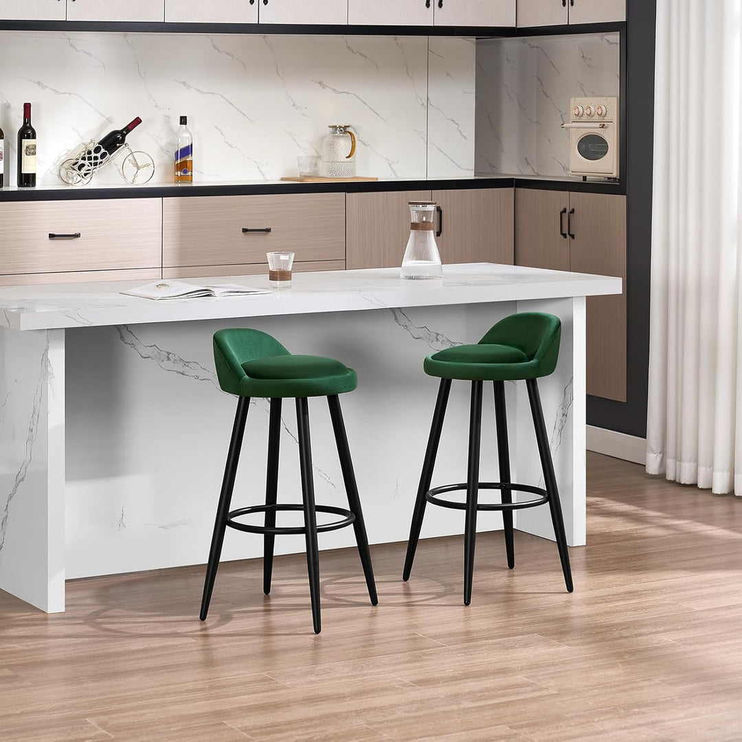 WOLTU Barhocker 2er Set, Barstuhl Küchenhocker, hoher Hocker mit Rückenlehne Fussstütze, aus Samt Me