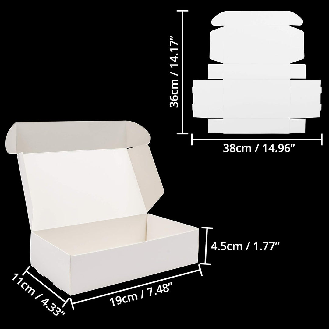 Kurtzy Karton Geschenkboxen Weiss (50 Stk) – Schachteln 19 x 11 x 4,5cm Pappschachteln mit Deckel –