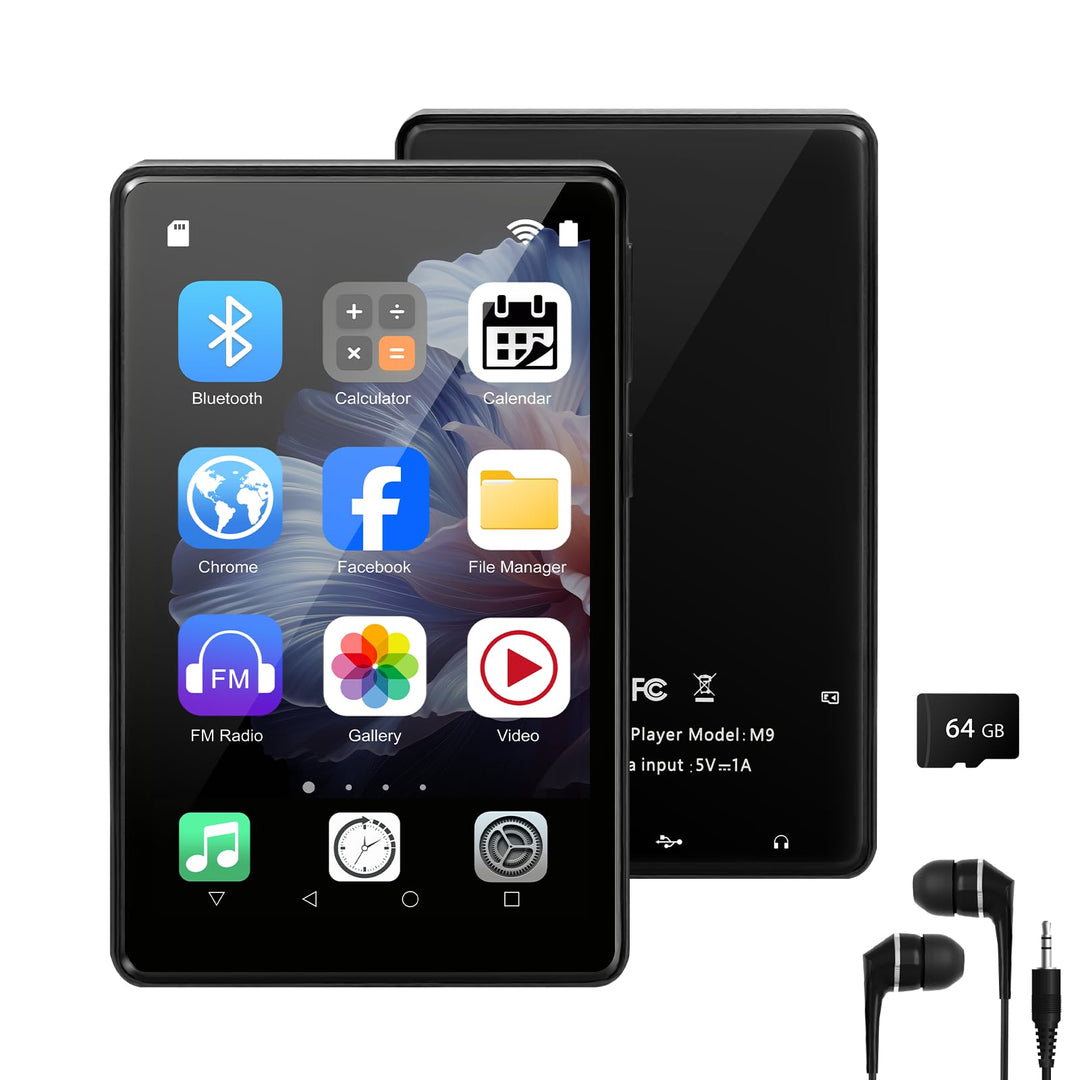 96GB MP3 Player mit Bluetooth 5.3 & WLAN, Android 13 Musikplayer für Kinder, 4 Zoll IPS Touchscreen,