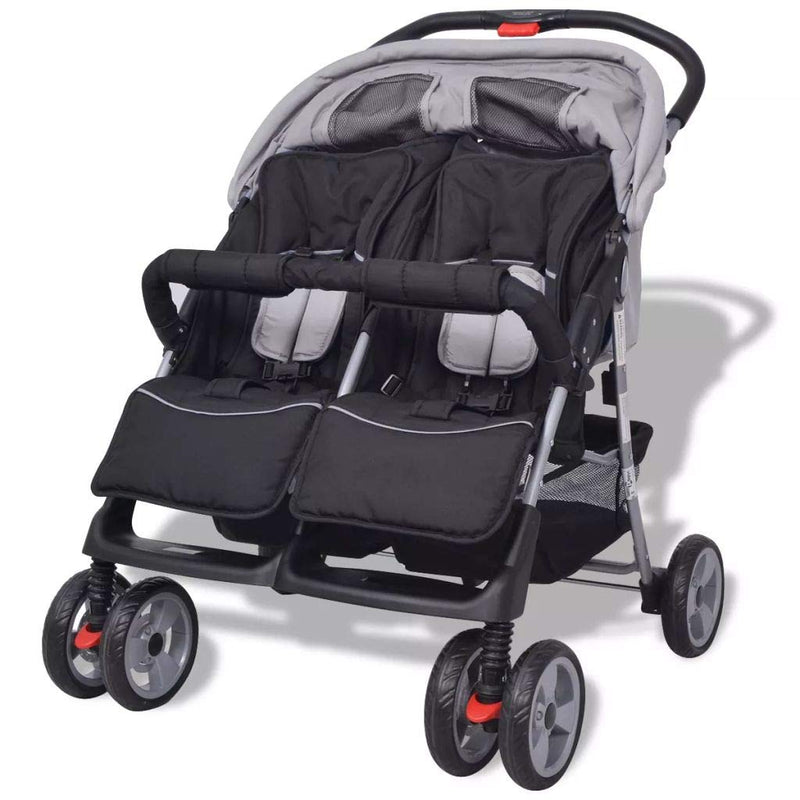 yorten Baby Zwillingswagen Klappbar mit Regenschutzhaube aus Stahl und Oxfordgewebe Rückenlehne Vers
