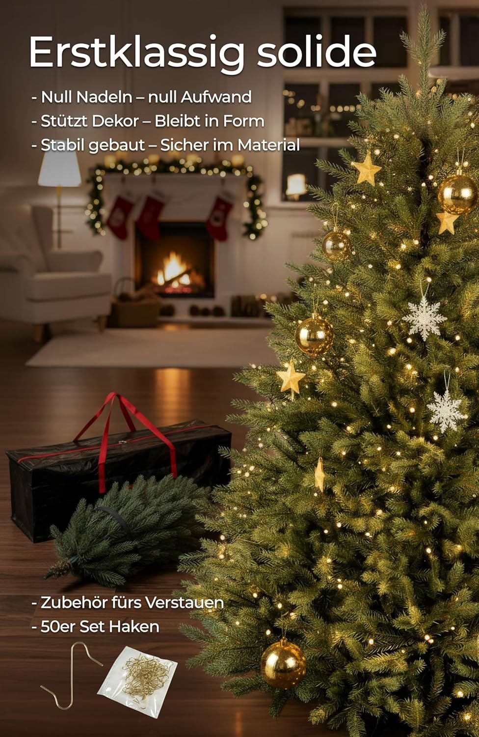 Menz Premium künstlicher Weihnachtsbaum GRÜN 182 cm – Naturgetreuer Weihnachtsbaum künstlich mit 850