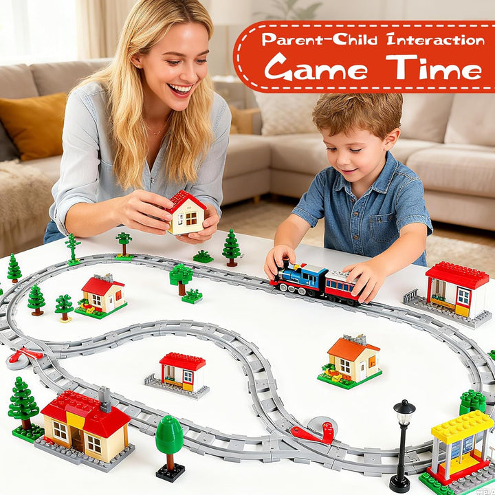 Bausteine Zug Schienen Set, 32PCS Spielzeug Eisenbahnschienen, City Zug Schienen Set mit Cross Track