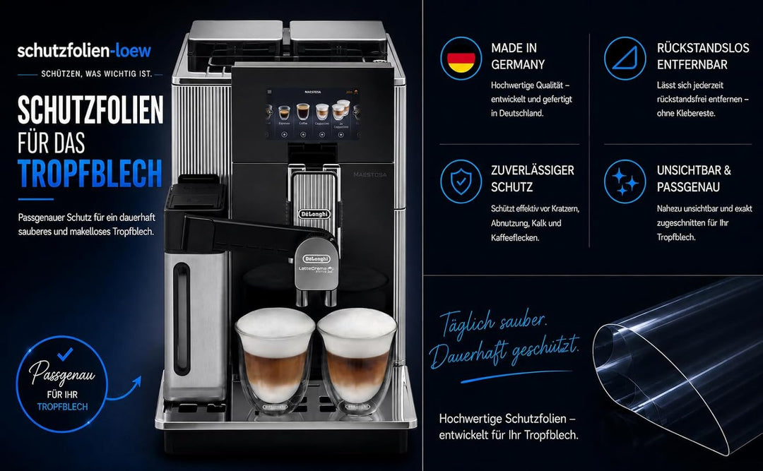 3 Stück Schutzfolie/Kratzschutz für DeLonghi Maestosa EPAM 960.75.GLM/EPAM 960.55.GM - Abtropfblech