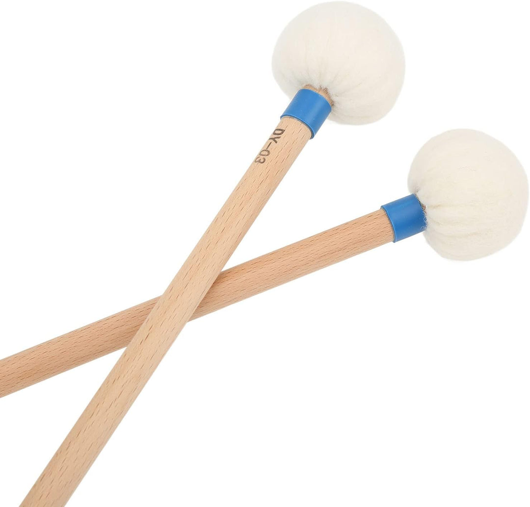 2 Stück Trommelschlägel Filzschlägel Sticks Drum Mallet Wollstockschlägel Hammer Ahorngriff Holzschl