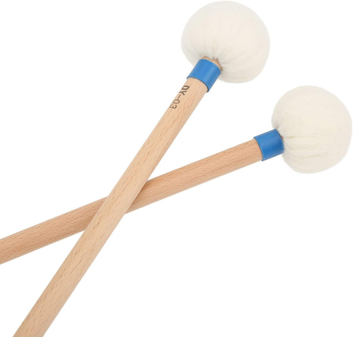 2 Stück Trommelschlägel Filzschlägel Sticks Drum Mallet Wollstockschlägel Hammer Ahorngriff Holzschl