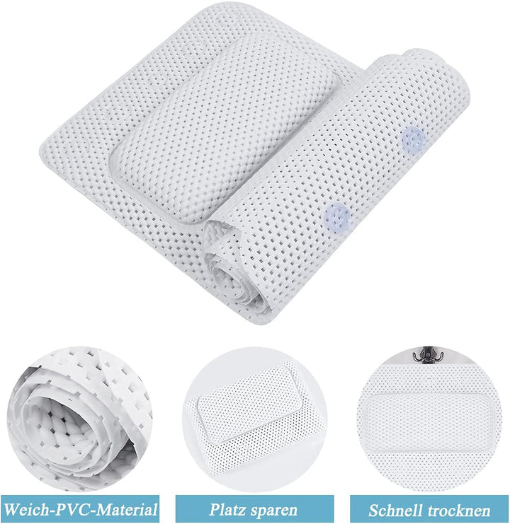 Ganzkörper Badewannenmatte mit Kissen, Ganzkörper Badematte Kissenmatte, 3D Air Mesh Schichten, für