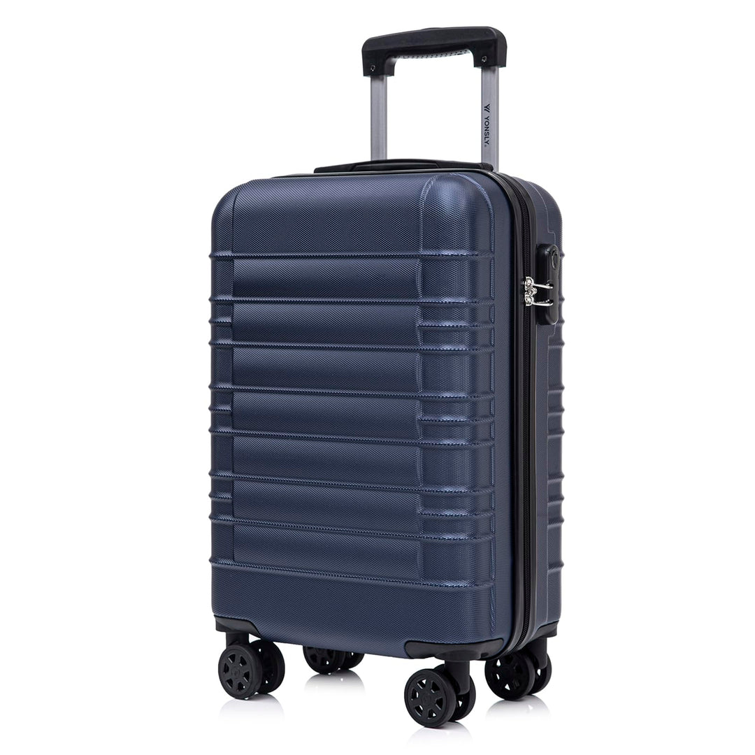Koffer Suitcase M Dunkelblau, Trolley Reisekoffer, Kabinenkoffer Rollkoffer Handgepäck mit 4 Rollen