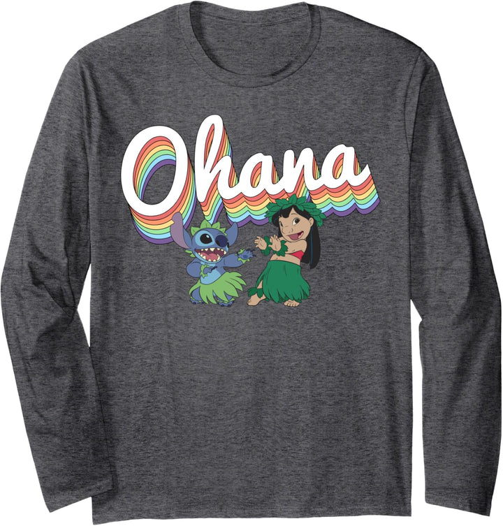 Disney Lilo & Stitch Pride Ohana Rainbow Langarmshirt