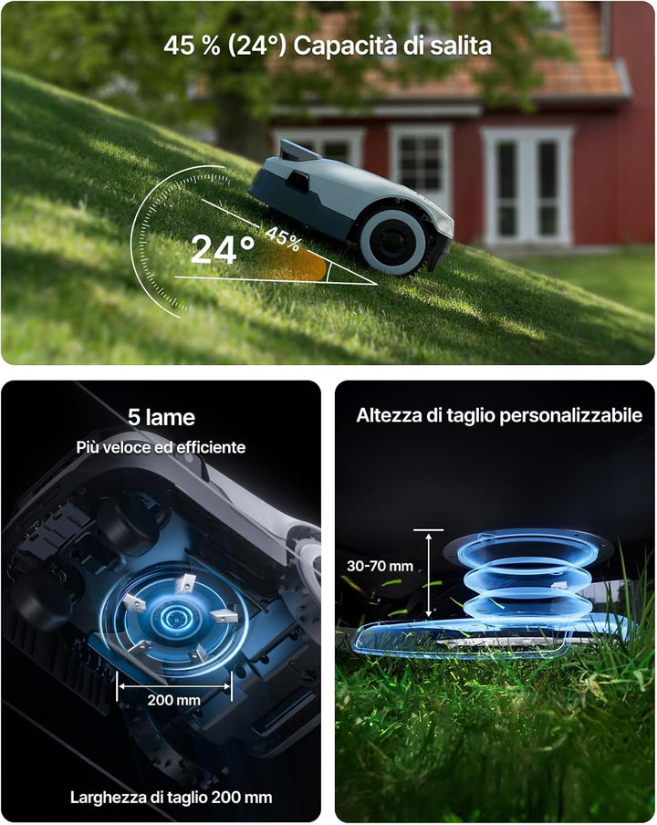 ANTHBOT KI Drahtloser Mähroboter ohne Begrenzungskabel Max. 900m², Full Frequenzband RTK+4-Kamera-Vi
