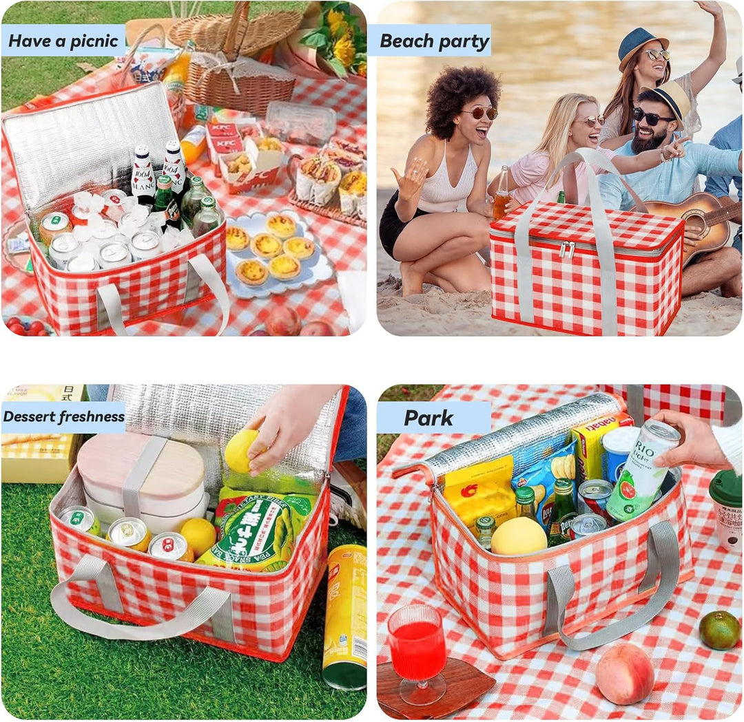 Isolierte Picknickkörbe, 35 x 20 x 20 cm Picknicktasche mit grossem Fassungsvermögen, mit Picknickde