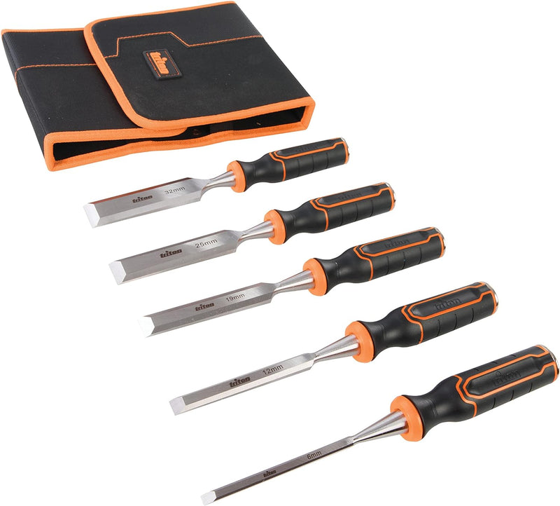 Triton 823149 Stechbeitel, 5-teilig Satz Twcs5: 6, 12, 19, 25 und 32 mm, Schwarz-Orange