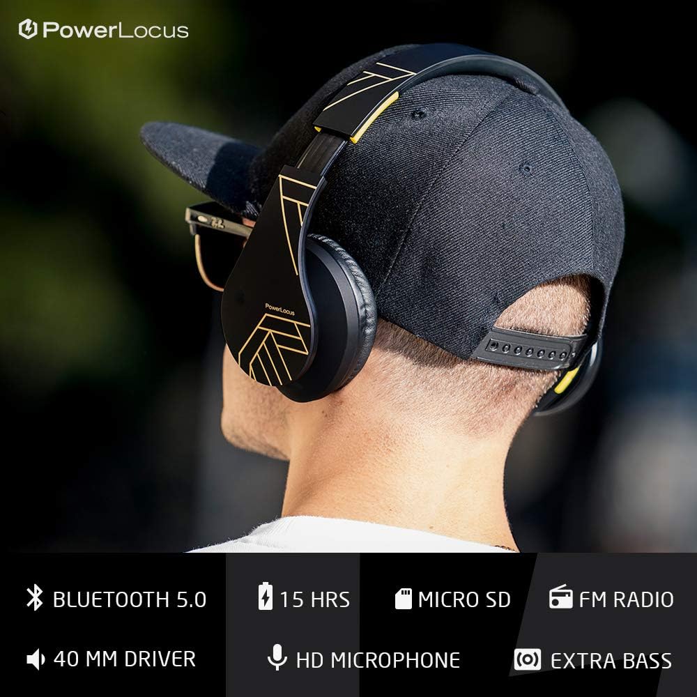 PowerLocus Bluetooth Over-Ear Kopfhörer, Kabellos Stereo Faltbare Kopfhörer Kabellose und Kabel-Kopf