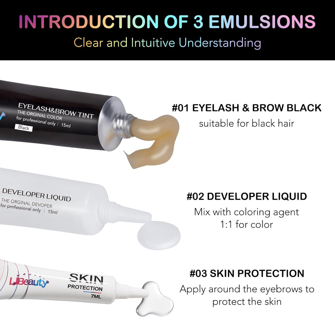 Libeauty Wimpern färben set, 15 ml schwarzes Augenbrauen-Tönungsset, Wimperntönung mit komplettem We