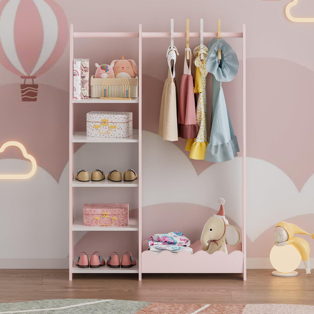[en.casa] Kindergarderobe stehend Vestnes Kinder Kleiderschrank mit Kleiderstange 114 x 77 x 30 cm K