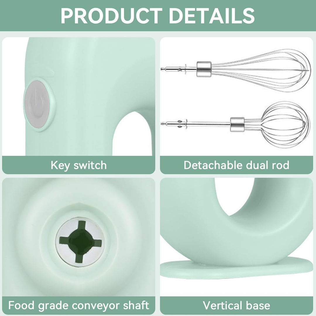 Handmixer, Kabelloser Elektrischer Mini-Eierschläger Handrührgerät Mit 4 Geschwindigkeitsstufen USB