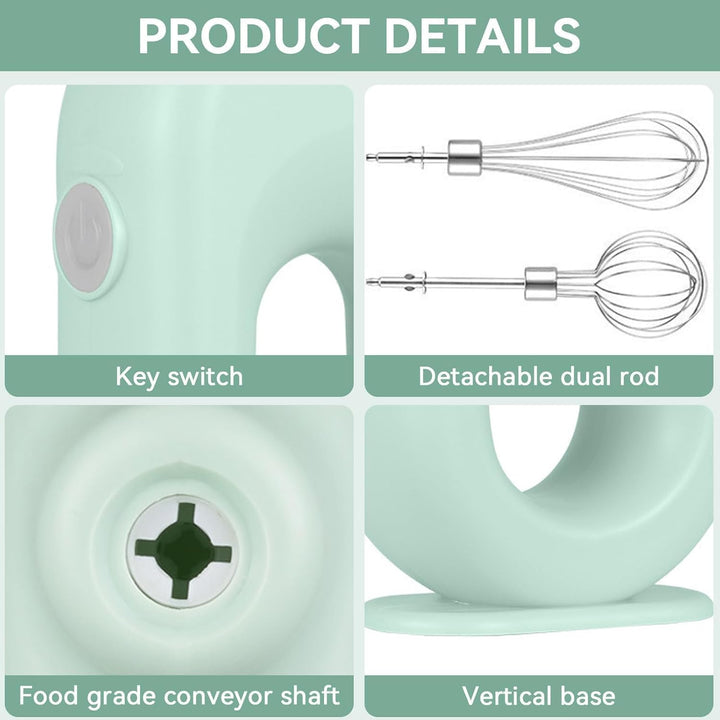 Handmixer, Kabelloser Elektrischer Mini-Eierschläger Handrührgerät Mit 4 Geschwindigkeitsstufen USB