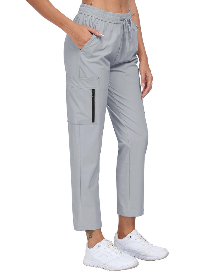MoFiz Damen Cargohose Leichte Wanderhose Atmungsaktiv Trekkinghose Workout Casual Outdoorhose L Hell