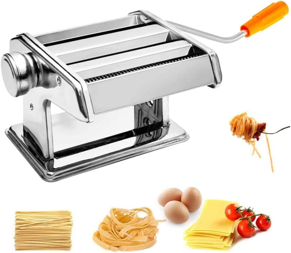 Manuelle Nudelmaschine Pasta Maker, Manuelle Manuell Edelstahl Pasta Walze Maschine mit Klemme Dicke