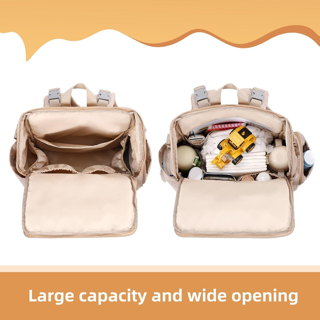 Stilvolle Baby-Wickeltasche, Babytasche mit Wickelunterlage, Schnullertasche und Kinderwagengurten L