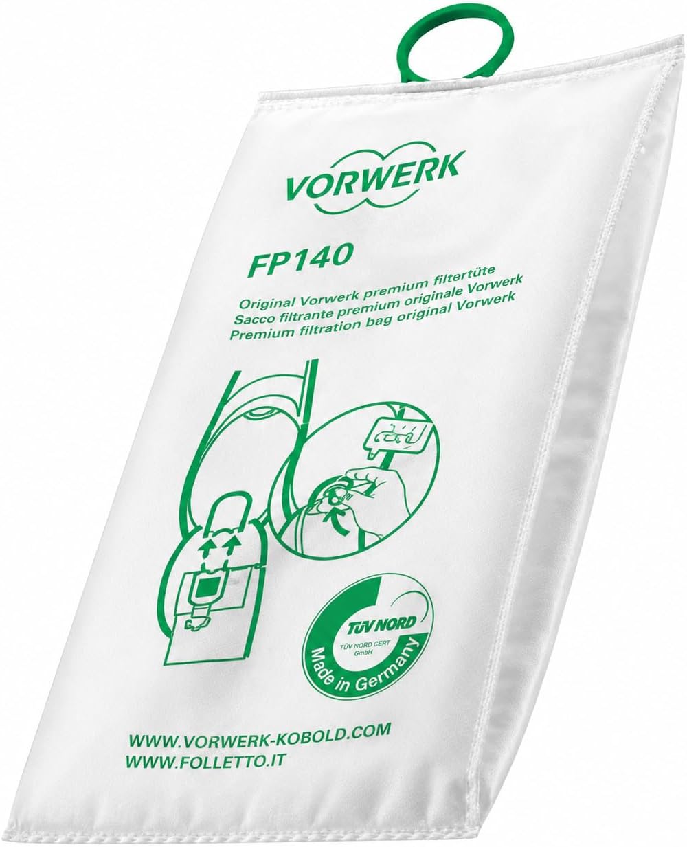 Vorwerk Folletto 140/150 Staubsaugerbeutel Kobold 140 E Vk 150, Original-Filter von Vorwerk, Baumwol