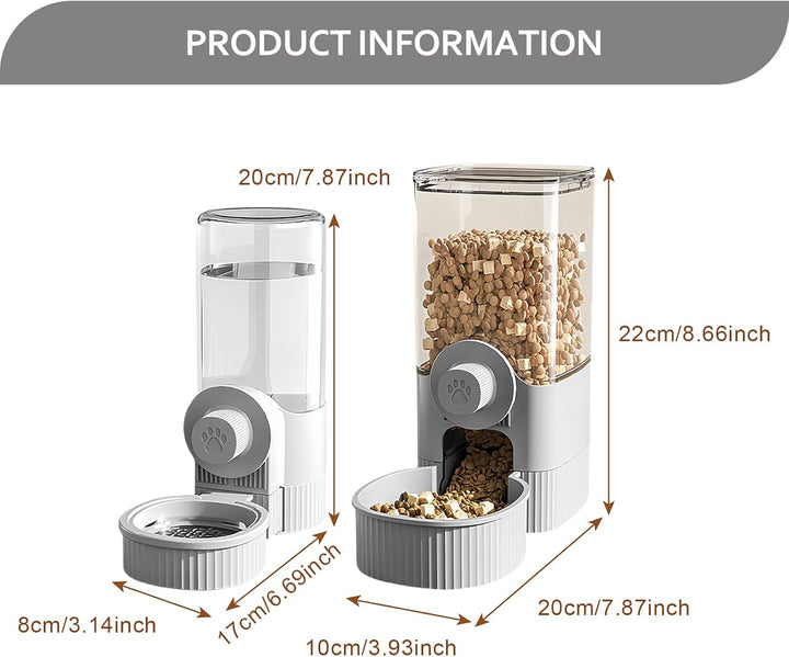 Automatischer Futter und Wasserspender: PRITOK 2 Stück Futterspender und Wasserspender für Haustiere
