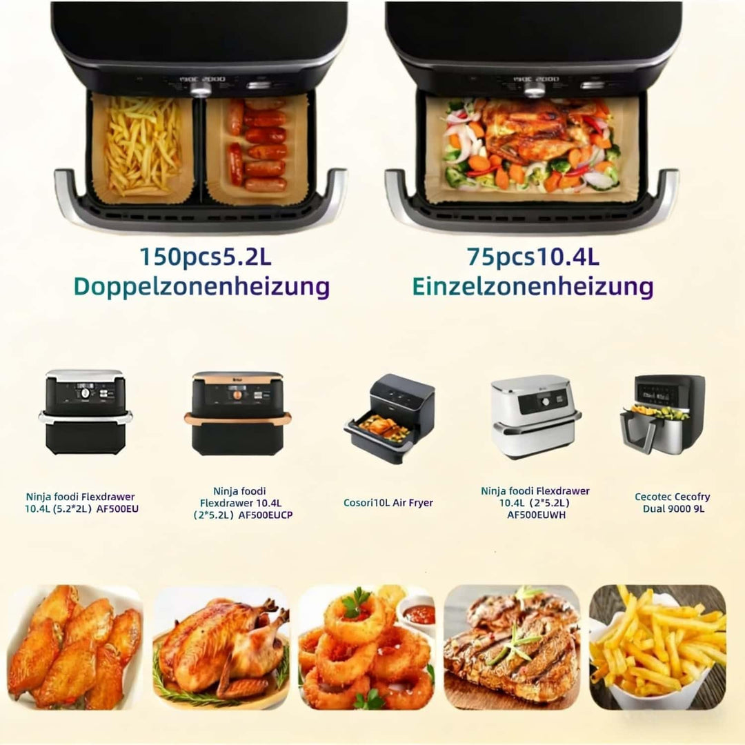 MAUAG Backpapier für Heissluftfritteuse Ninja, 225 Stück,Ninja Airfryer Backpapier Zubehör passend f