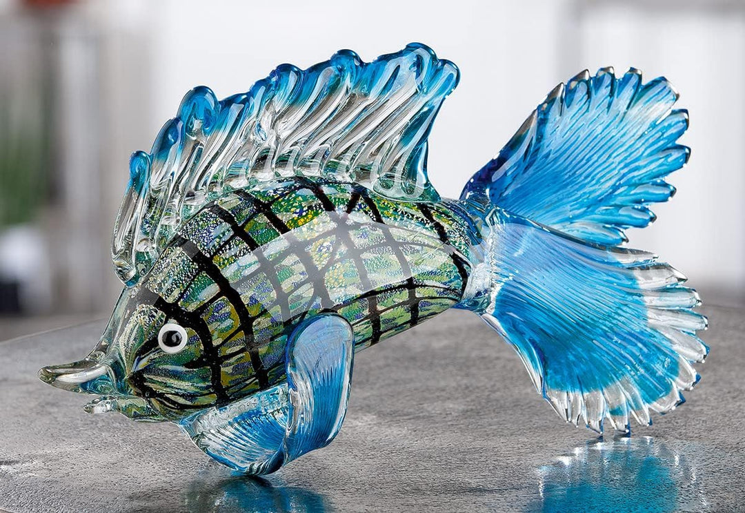 GILDE GLAS art Fisch Rainbow - mundgeblasen - jedes Teil EIN Unikat - Breite ca. 28 cm