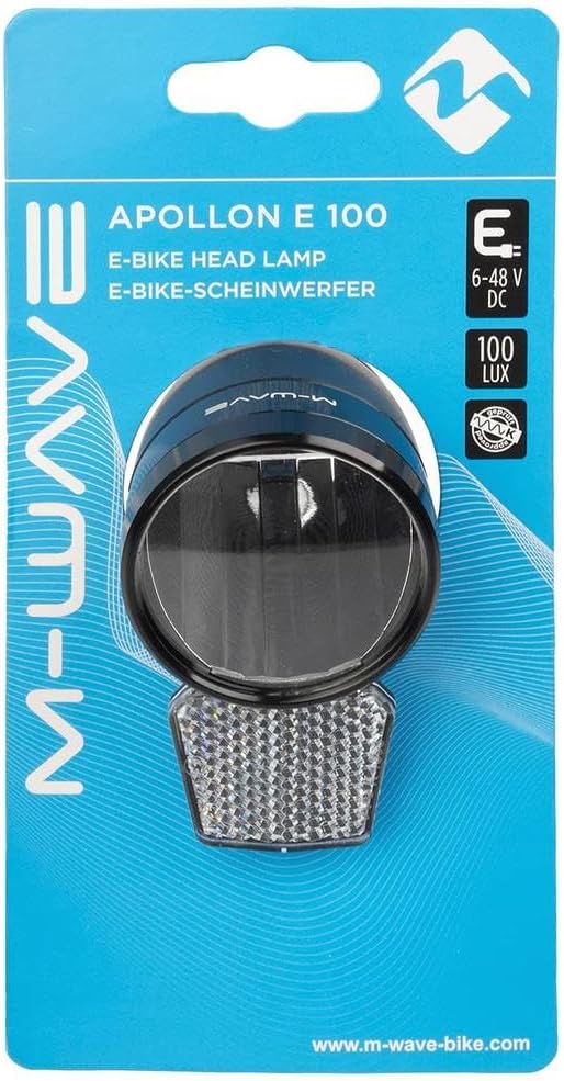 M-Wave Unisex-Adult Apollon E100 E-Bike Frontlicht, Schwarz, Einheitsgrösse