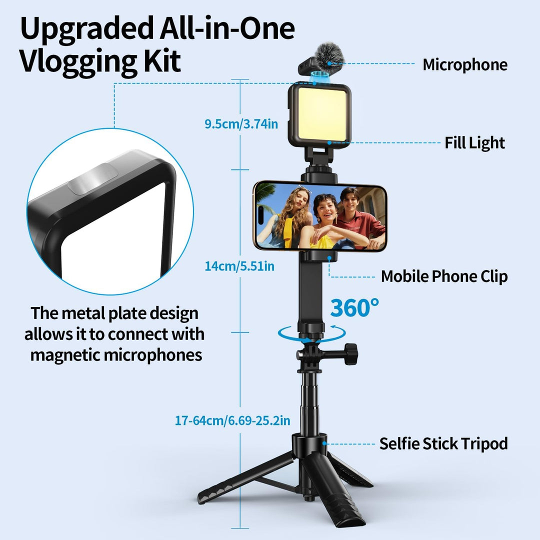 yAyusi Vlogging-Kit für iPhone/Android, YouTube-Starter-Kit, Beinhaltet Mini-Stativ, Telefonclip, Fü