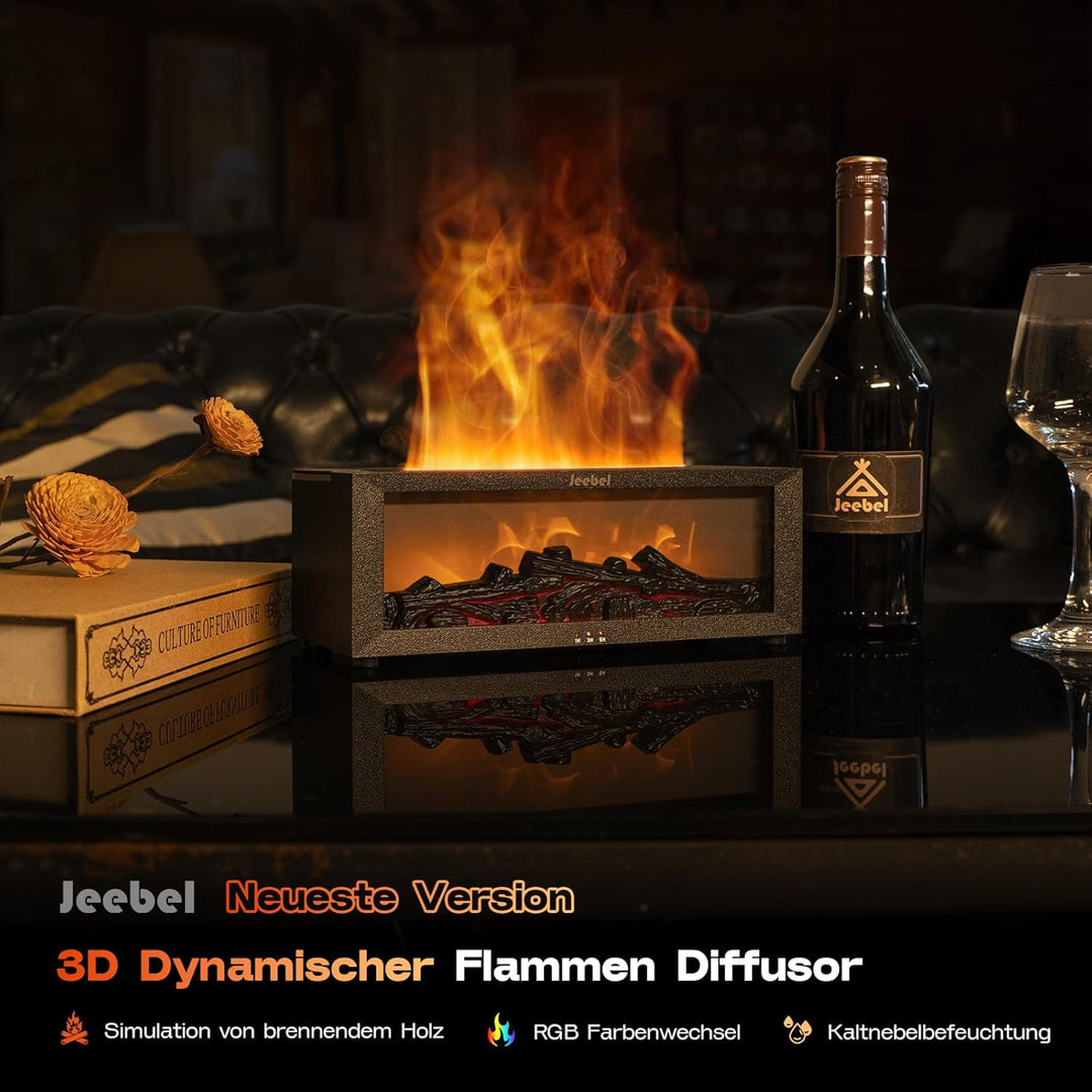 Aroma Diffuser für Ätherische Öle - Kamin Diffusor mit Dynamischem Flammeneffekt, Automatische Farbw