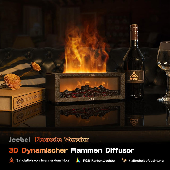 Aroma Diffuser für Ätherische Öle - Kamin Diffusor mit Dynamischem Flammeneffekt, Automatische Farbw