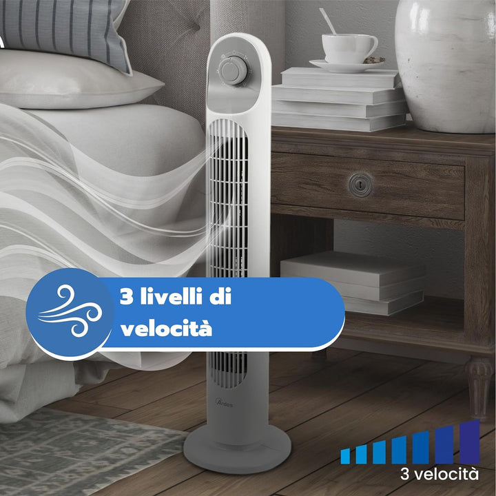 ARDES - Vertikalventilator Höhe 81 cm mit 3 Intensitäten und automatischer Oszillation des Turms, fü